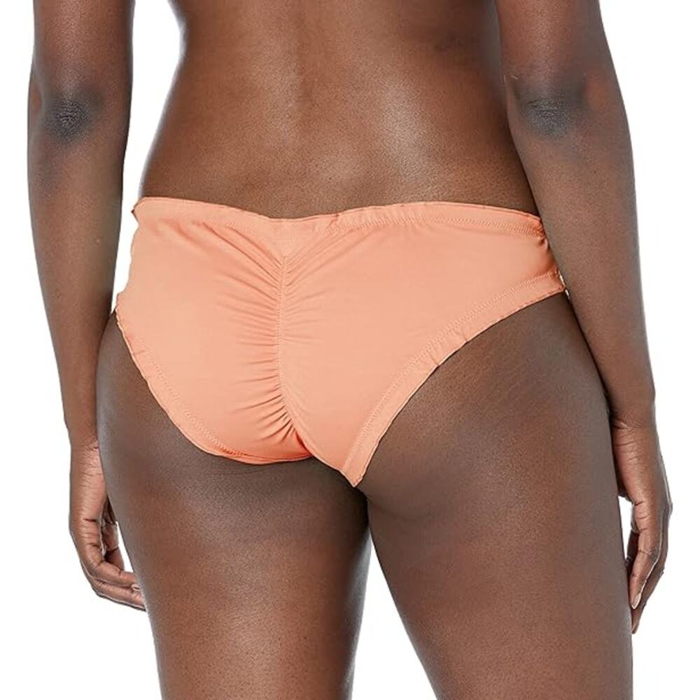 New Smart & Sexy Womens Small Peach Luster Ruffled Ruched Back Bikini Bottoms - Picture 2 of 3